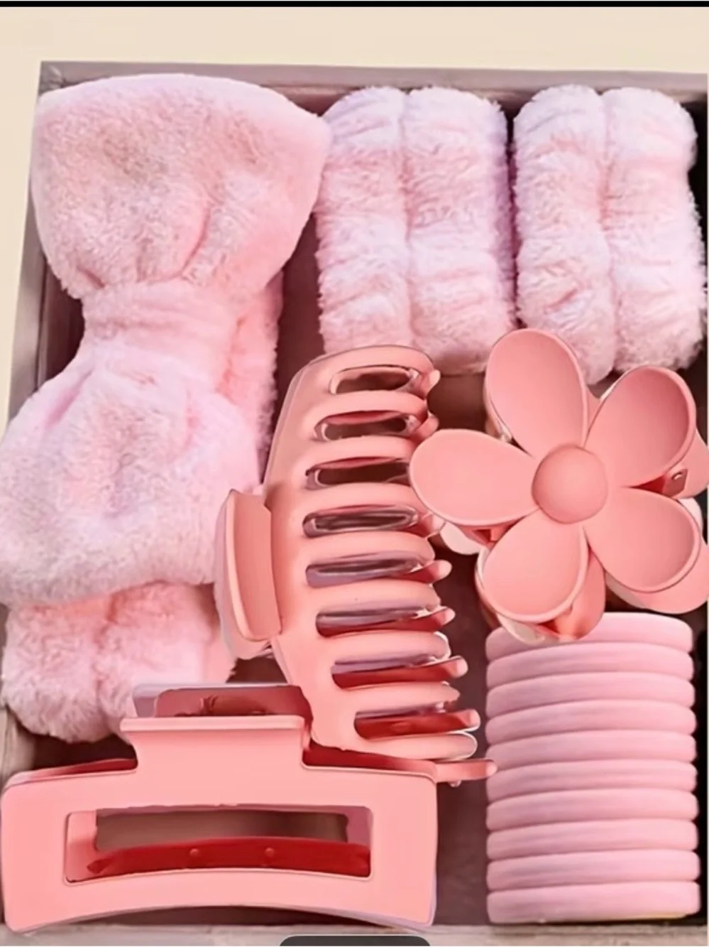 Soft Pink Kids Bath & Hair Accessory Set - Gentle Plush Headband and Clips
